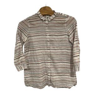 Garnet Hill Shirt Dress women's size ExtraLarge white striped LINEN button tunic